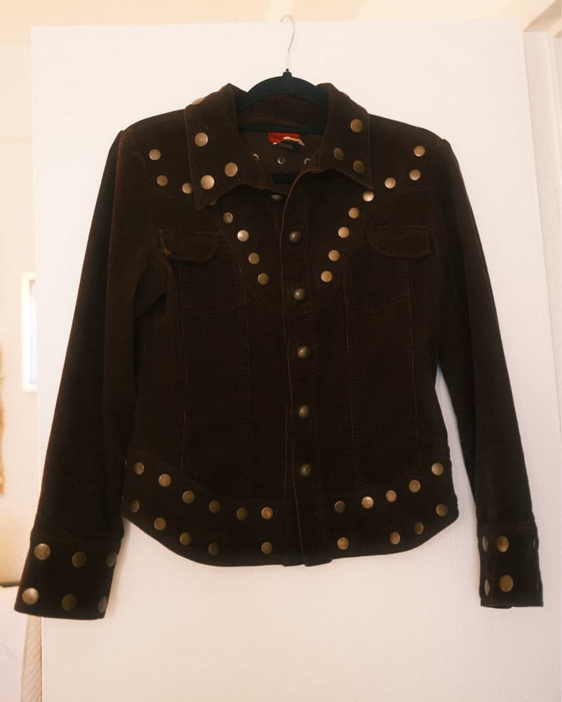Chocolate Brown Corduroy Button Coat  - Image 1