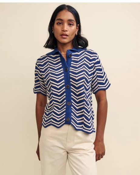 Wavy Short Sleeve Knit Cardigan - Image 1