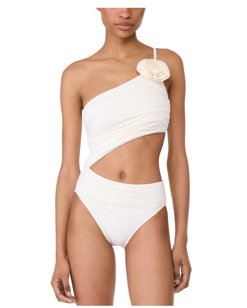 One Shoulder Cream Bridal Swimsuit  - Image 1