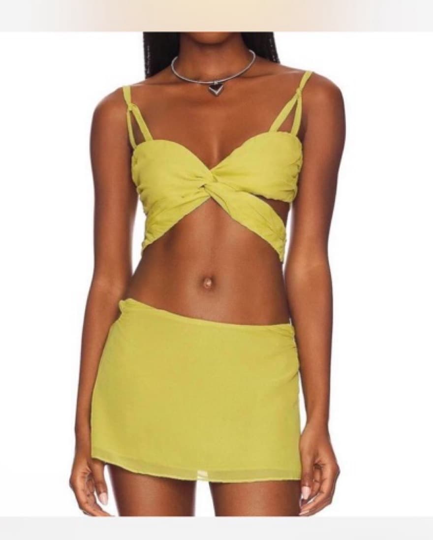 Danielle guizio Mini Skirt In Lime Green - Image 5