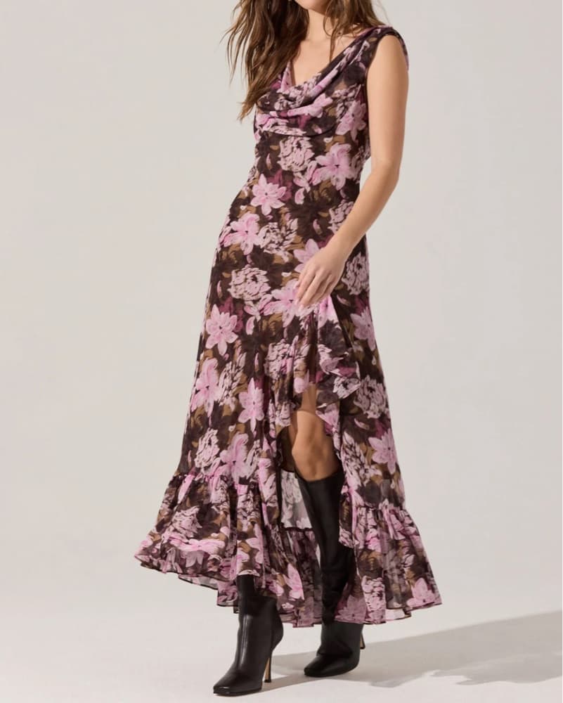 ASTR The Label Pink & Brown Floral Dress - Image 1