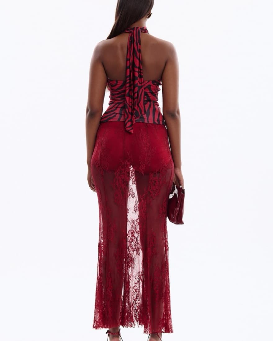 Zebra Halter & Lace Skirt Set  - Image 4