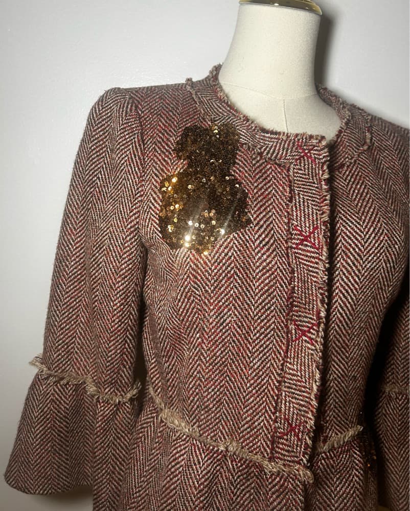 DESIGNER WOOL TWEED COAT - Image 2