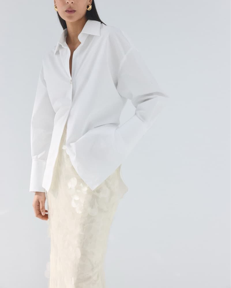 Mango White Sequin Midi Skirt - Image 5