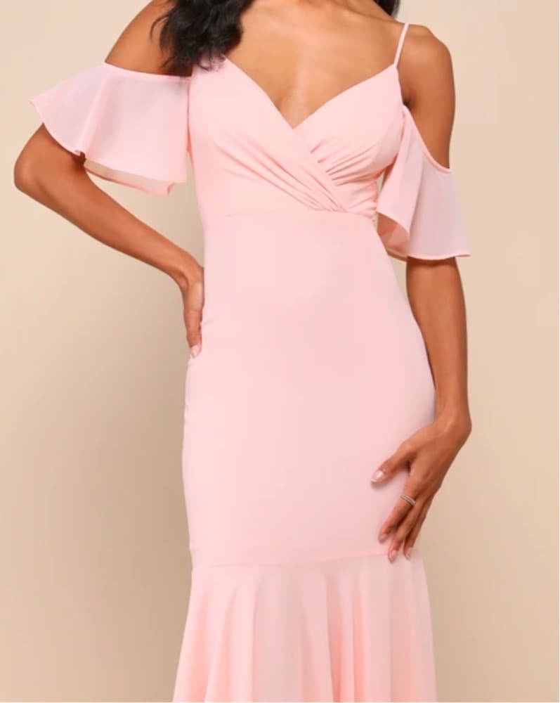 Pastel Pink Wedding Guest Dress - Image 2