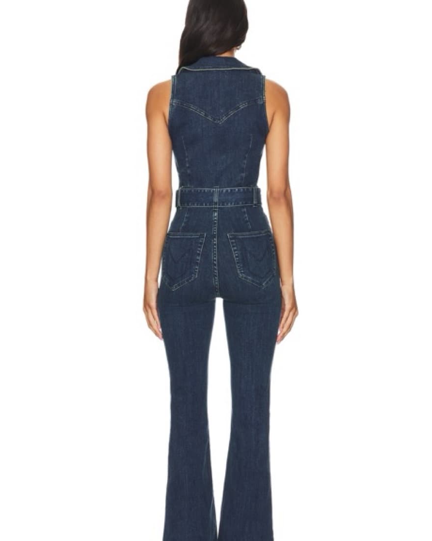 Sleek Denim Jumpsuit with Flared Legs  - Image 4