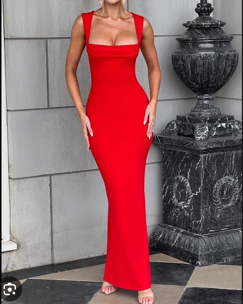 Red Bodycon Gown Helena Maxi Dress - Image 1
