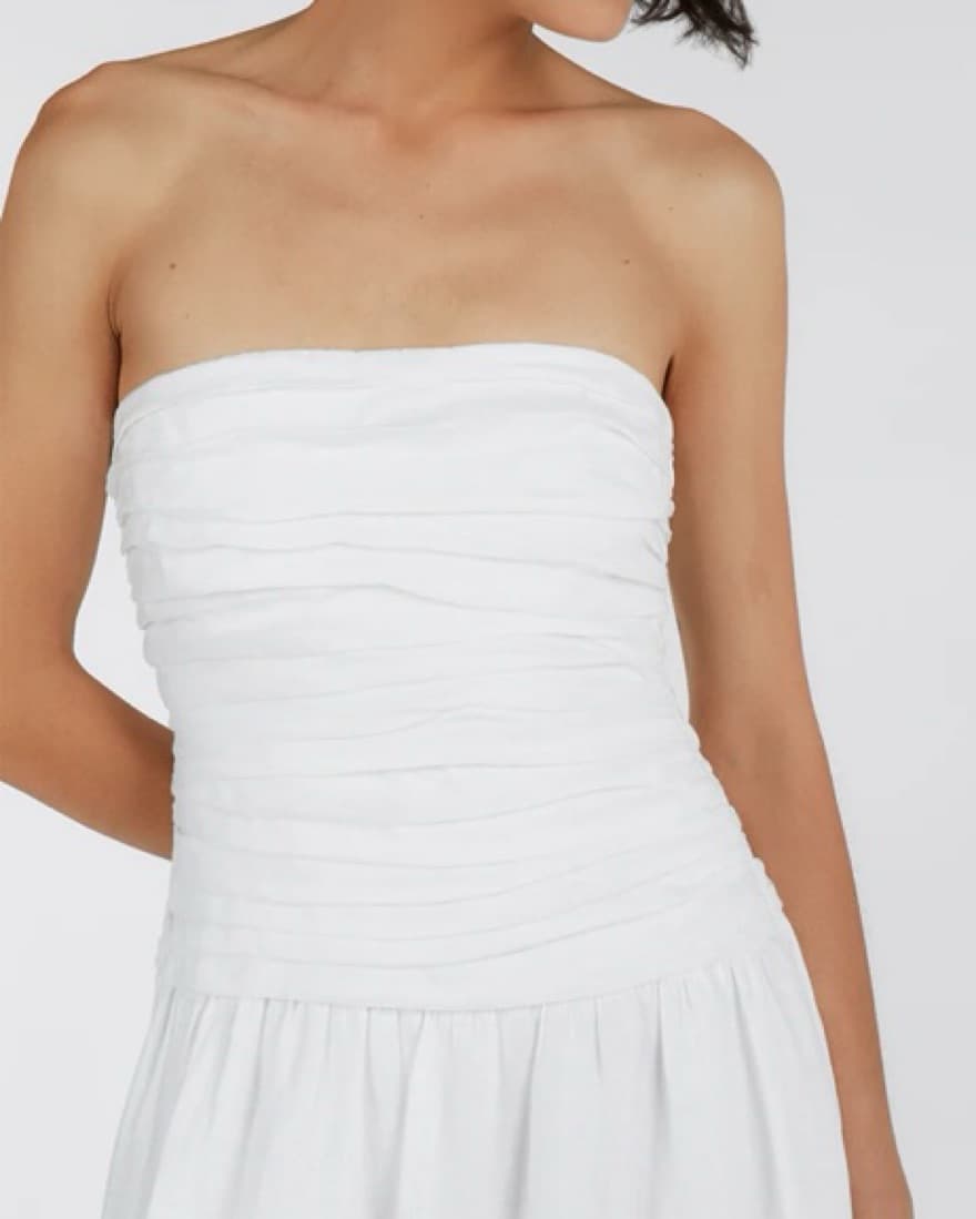 DISSH CATANIA WHITE LINEN STRAPLESS DRES - Image 4