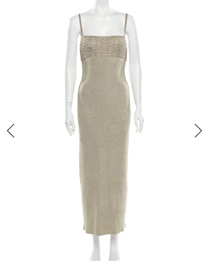 Oscar De La Renta Gold Knit Column Dress - Image 3