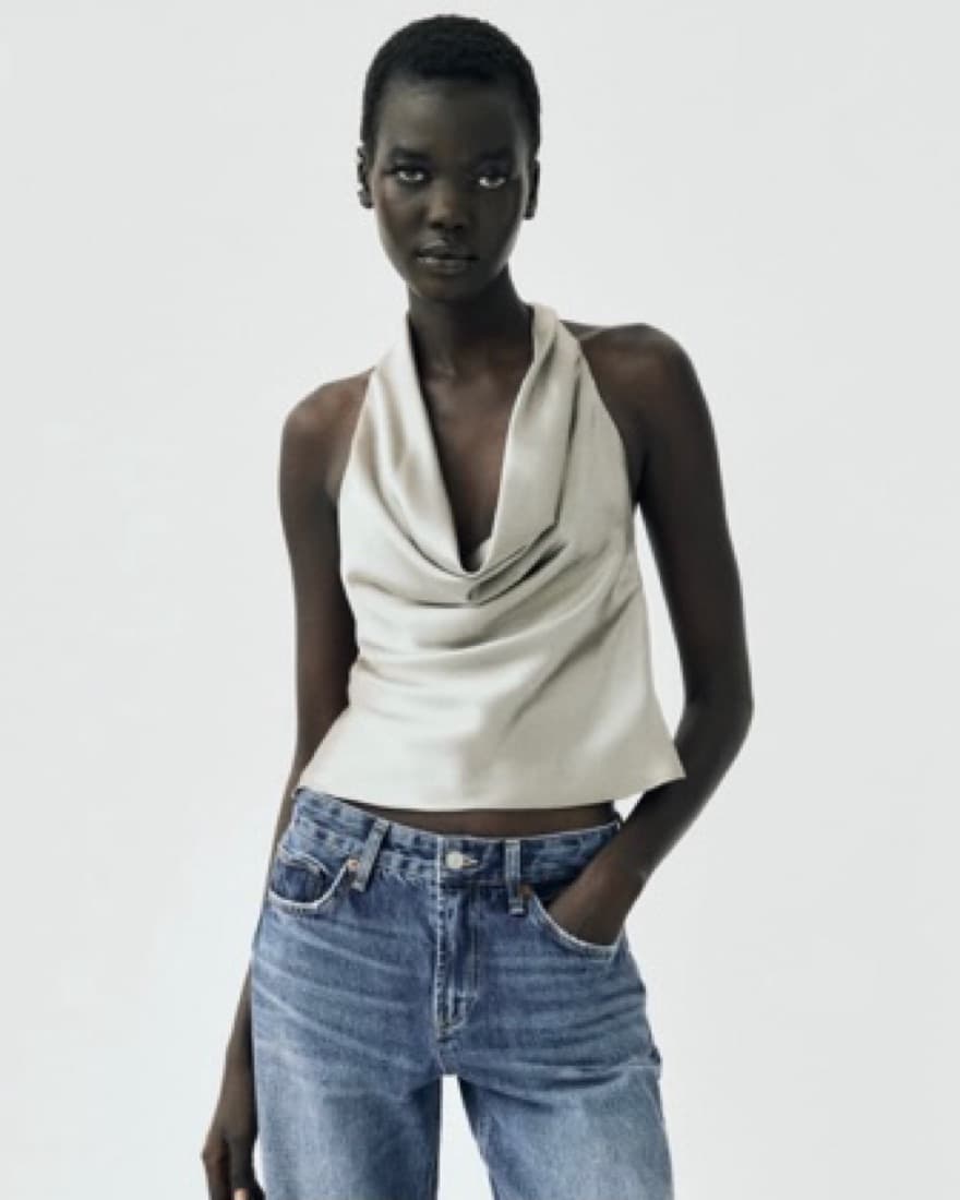 Satin Cowl Neck Top - Image 1