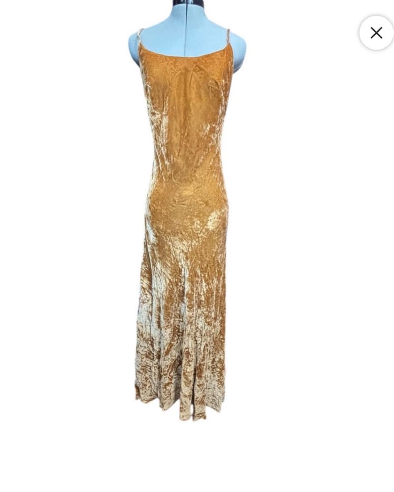Velvet Mustard Gold 90s Dress - Image 1