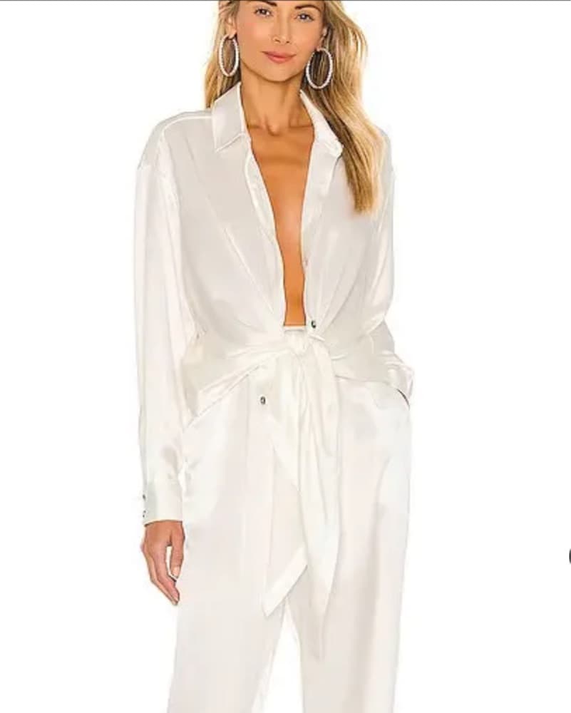 White Silk Blouse and Pant Set  - Image 2