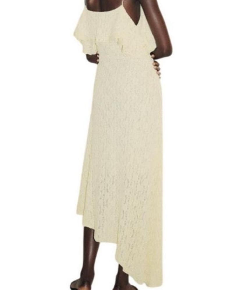 Yellow Lace Ruffle Midi Dress - Image 3