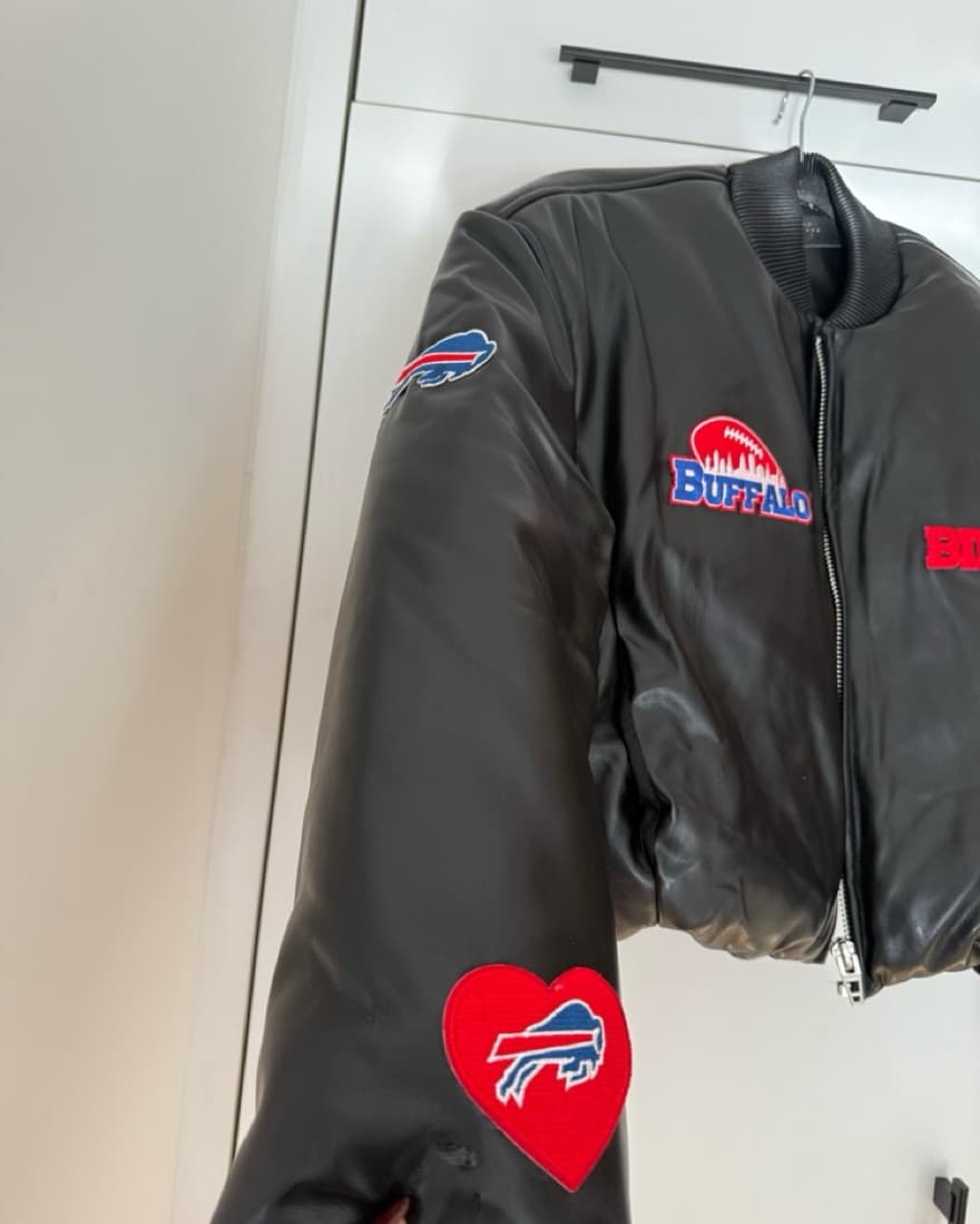 Buffalo Bills Leather Puffer Jacket - Image 3