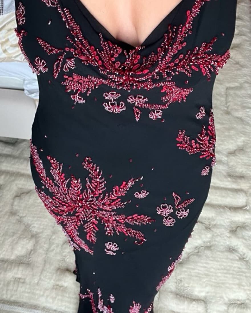 Vintage Black And Beaded Long Dress - Image 5