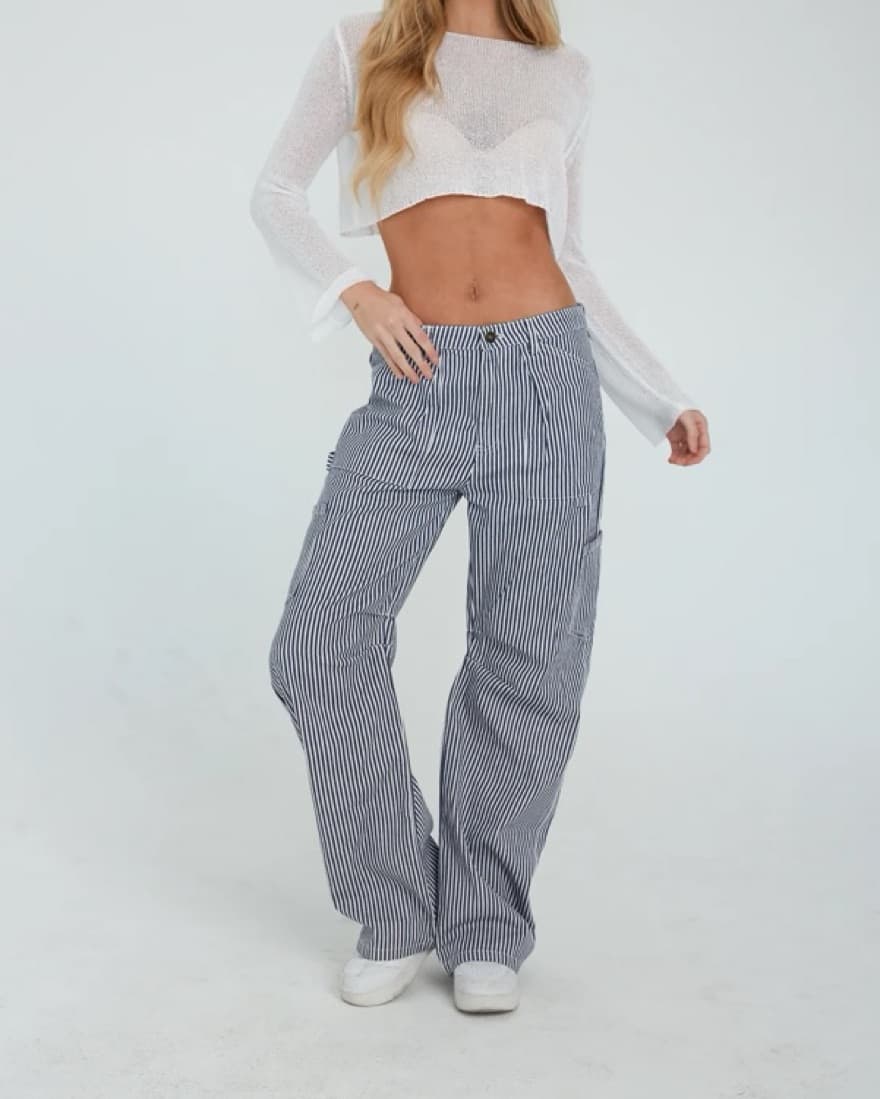 Lioness Miami Vice Pants Navy Pinstripe  - Image 1