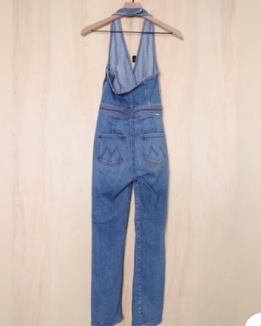MOTHER The Halter Ankle Denim Jumpsuit - Image 4