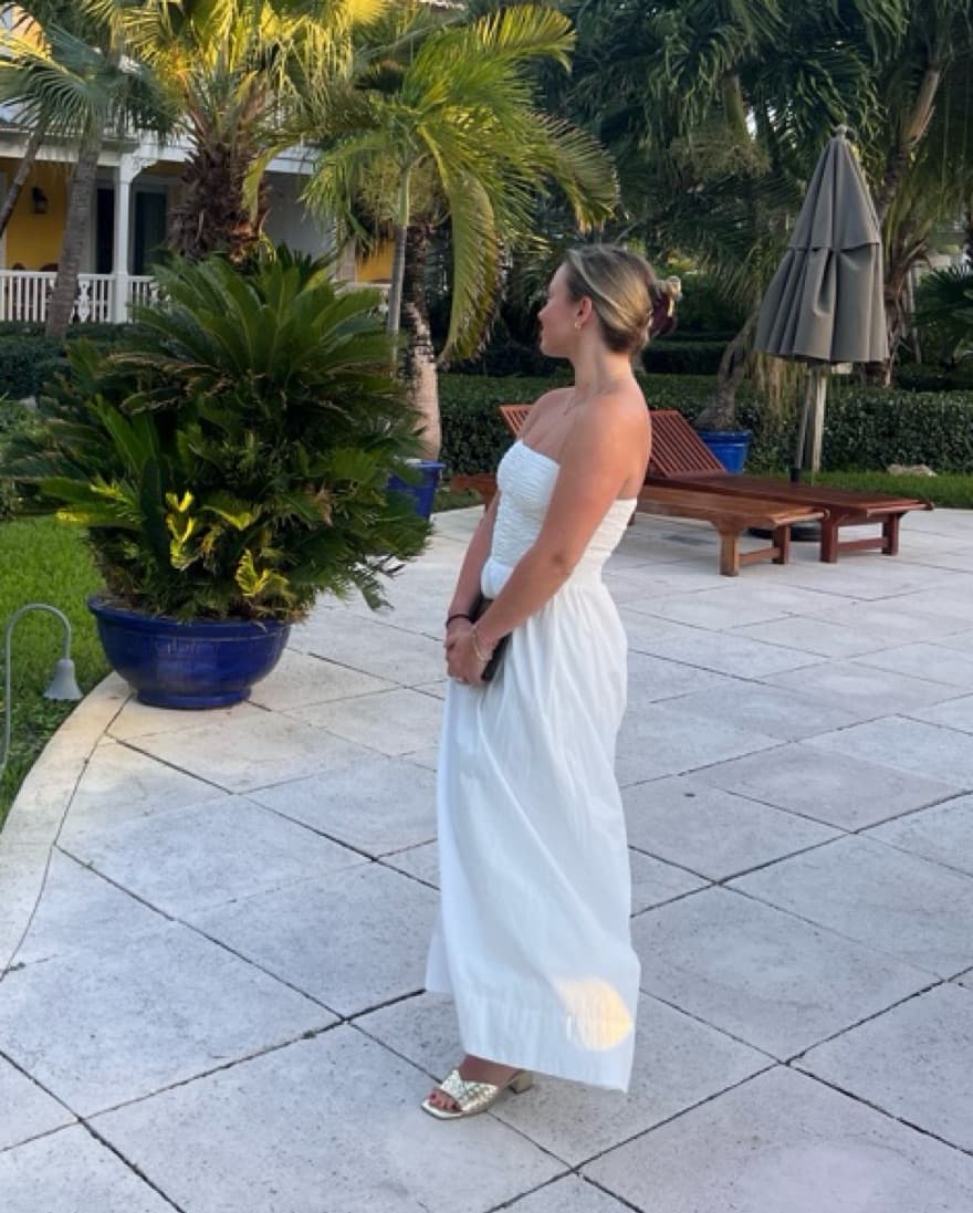 White Strapless Midi Dress - Image 1