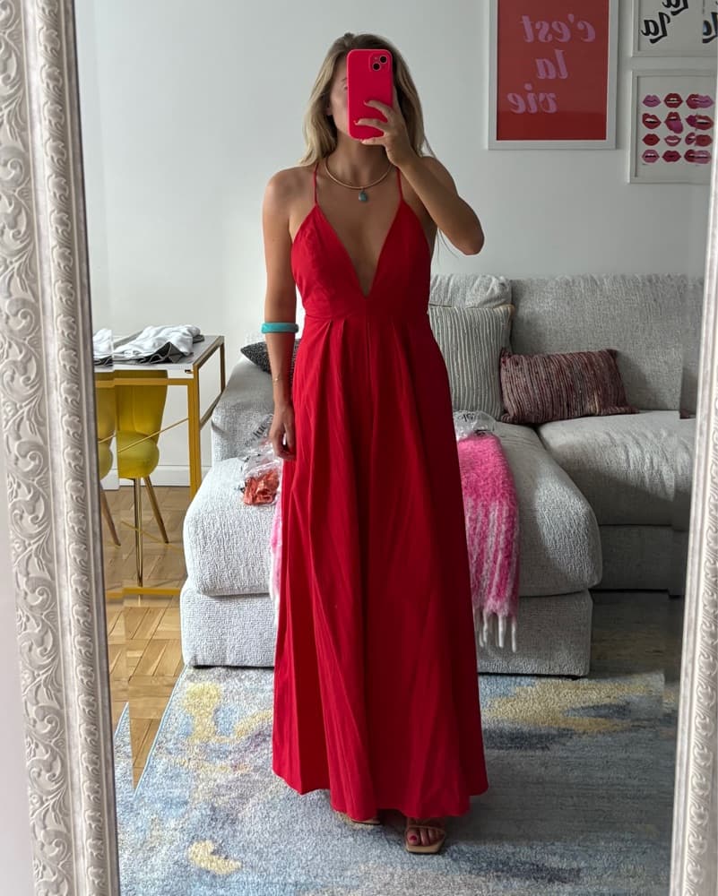 Open Back Red Maxi Dress - Image 2