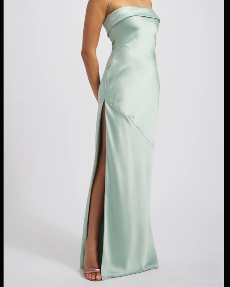 Amsale Green Satin Formal Dress  - Image 1