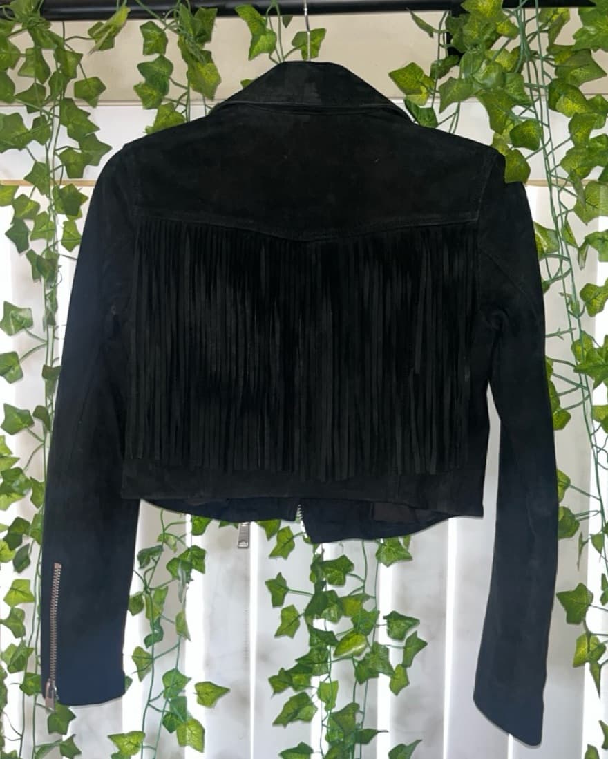 All Saints Elora Suede Fringe Jacket - Image 3