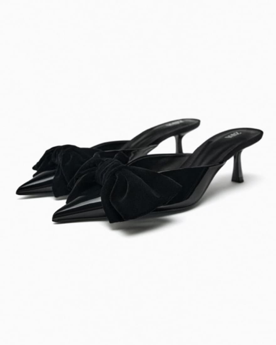 Heeled Mules With Velvet Bow - Image 1