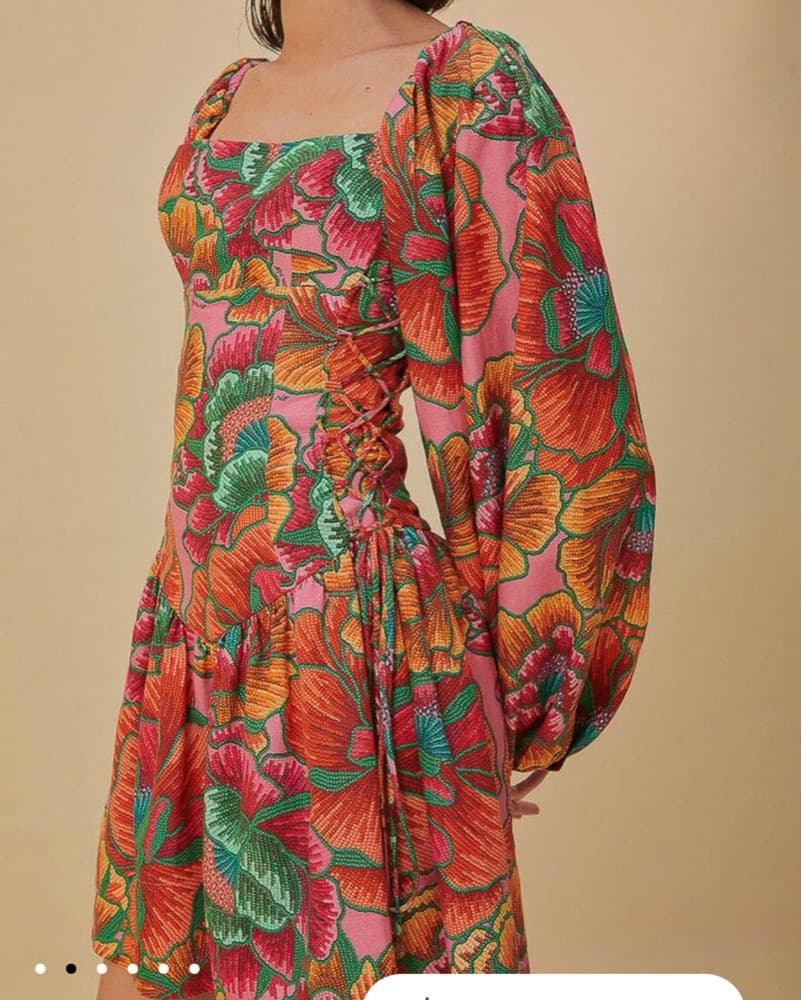 Corset Floral Puff Sleeve Dress - Image 3