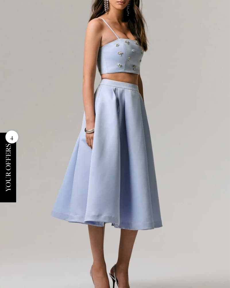Blue Satin Pleated Midi Skirt - Image 4