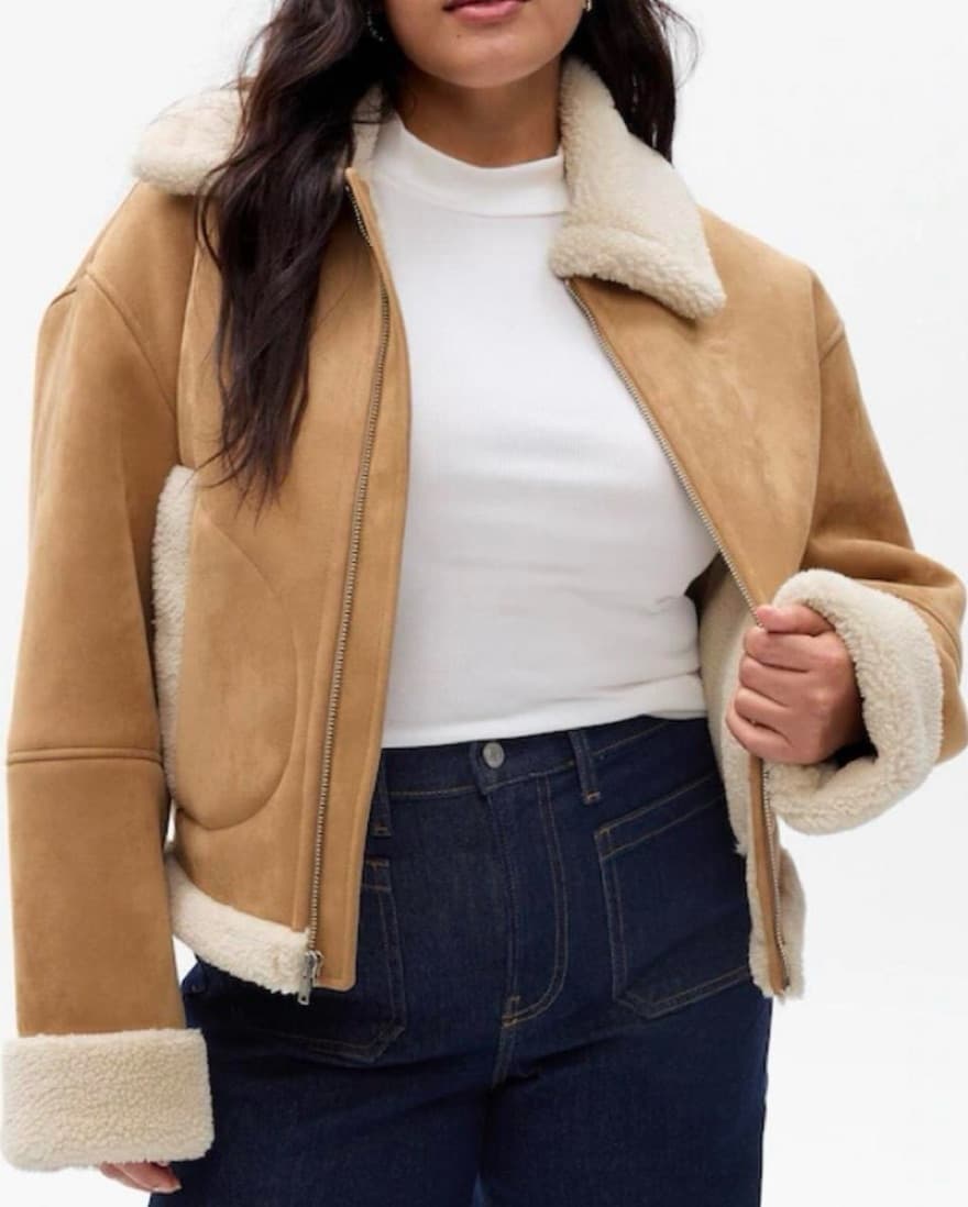 Gap Vegan Suede Sherpa-Trim Jacket size  - Image 5