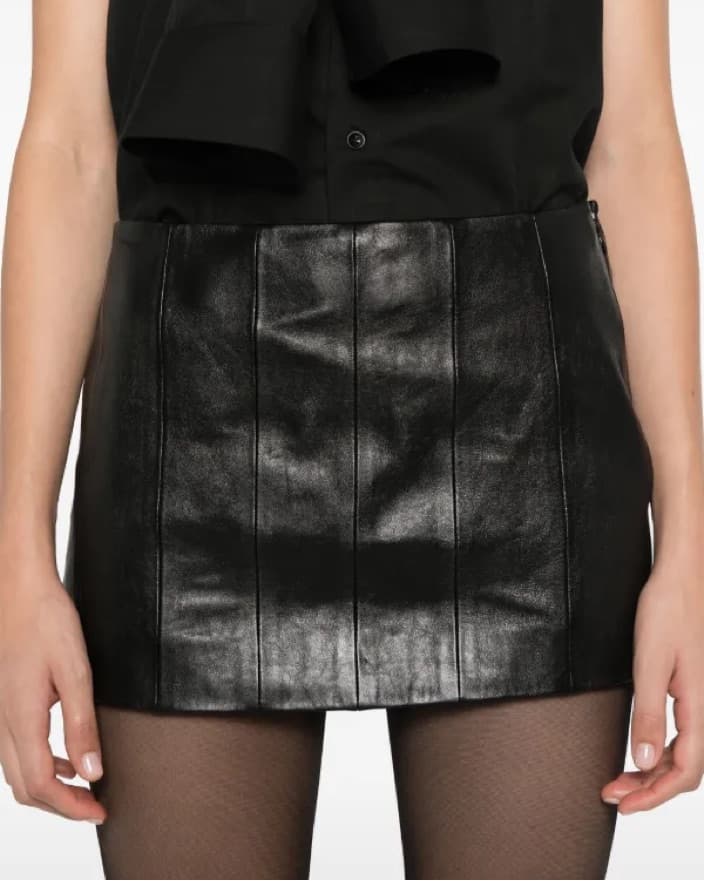 Khaite Leather Black Mini Skirt  - Image 3