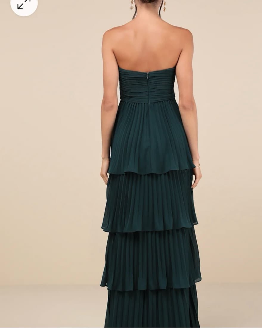 Emerald Strapless Tiered Maxi Dress - Image 2