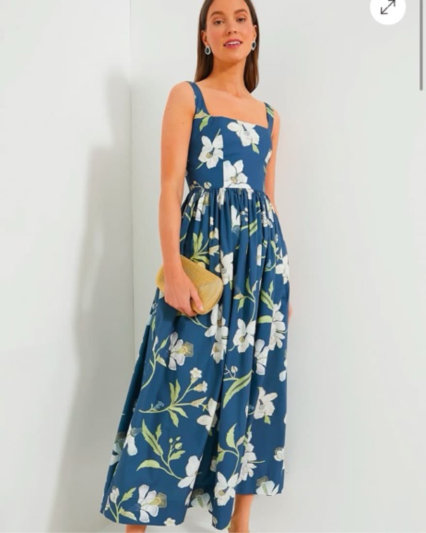 Cocoshop Navy Orchid Scoop Neck Dress - Image 2