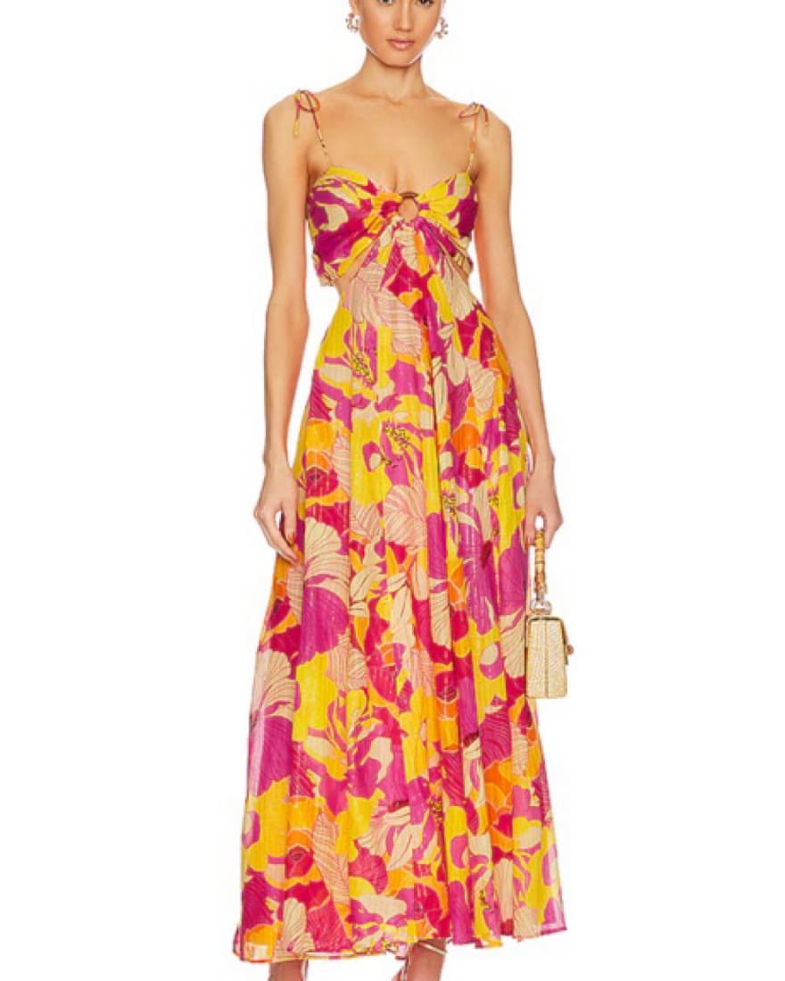 Sundress Magda Orange Pink Floral Dress - Image 1