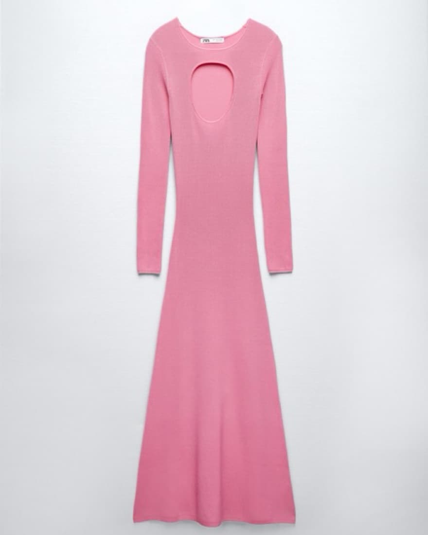Zara Pink Cut Out Long Sleeve Maxi Dress - Image 4