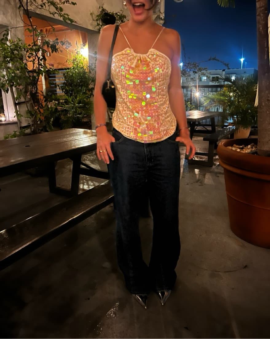 White Iridescent Sequined Top - Image 2