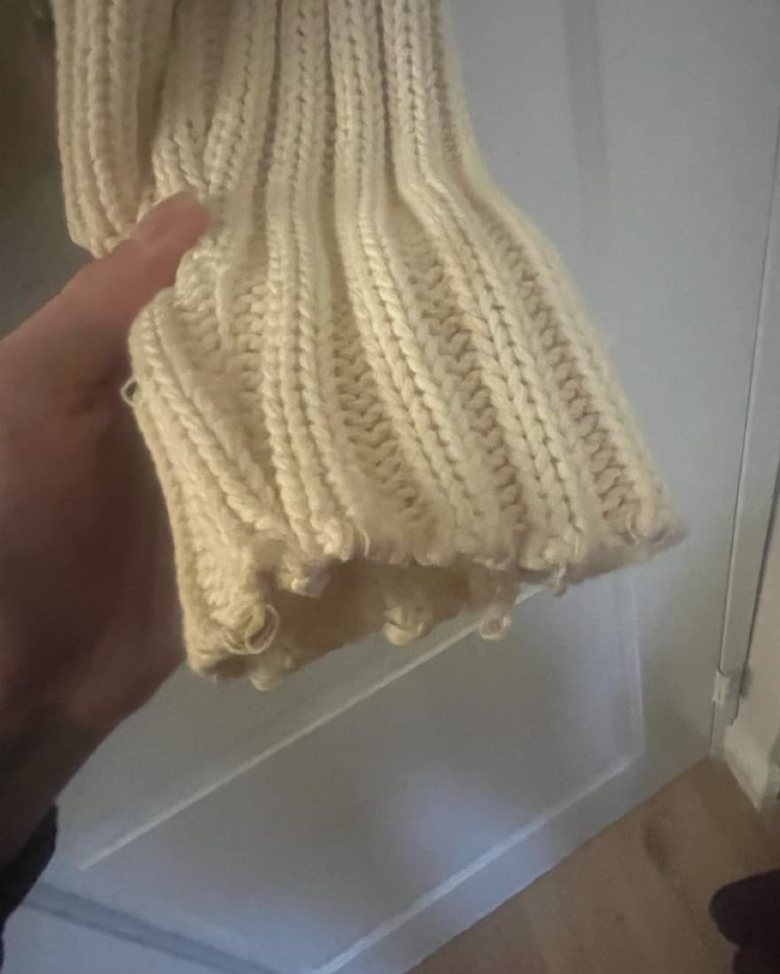 Knit Faux Fur Lined Sweater W/ Suede  - Image 4