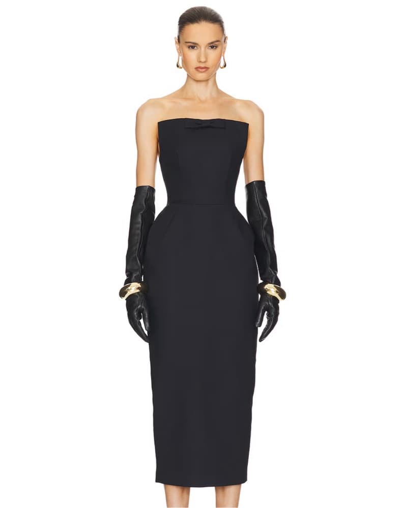 Helsa S Curve Dress With Bow in Black - Image 1