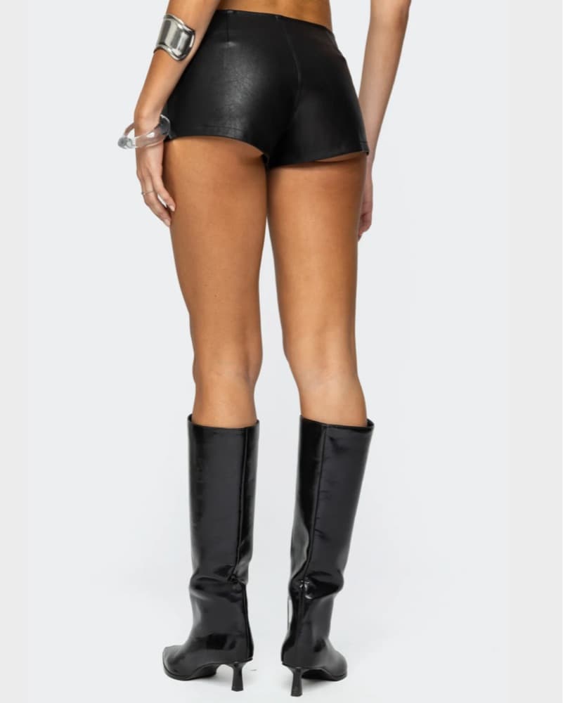 Leather Grommet Micro Shorts - Image 3