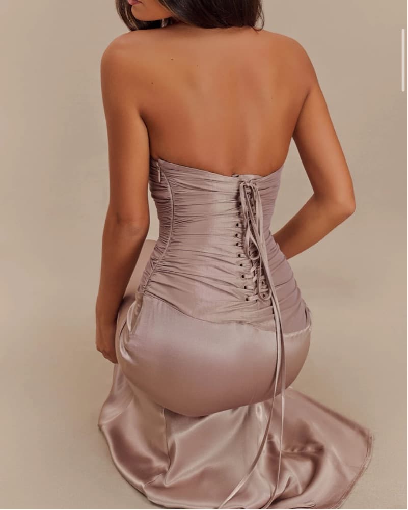 Serena Strapless Taffeta Maxi Dress - Image 3