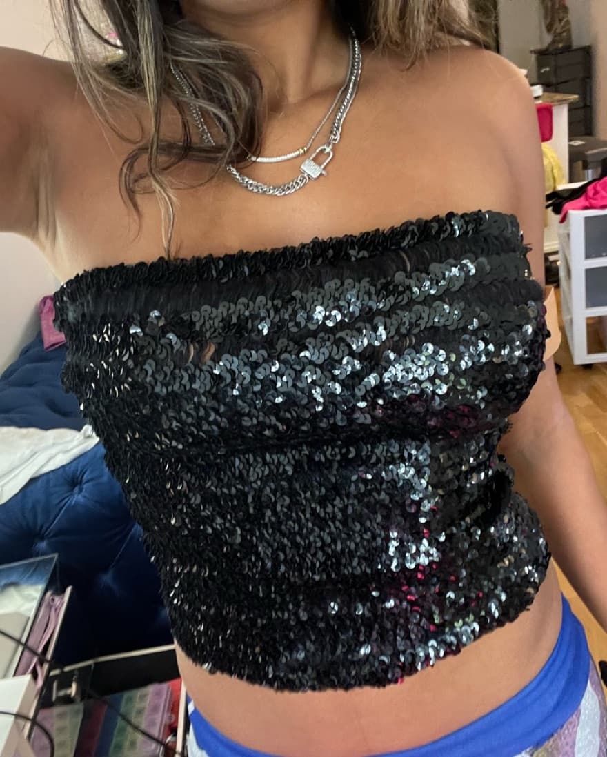 sequin black tube top - Image 1