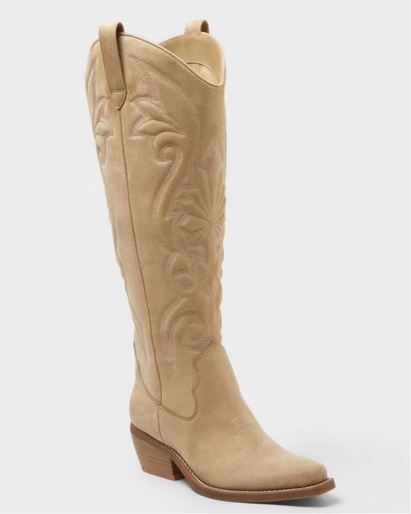 Tan Suade Memory Foam Cowboy Boots  - Image 1