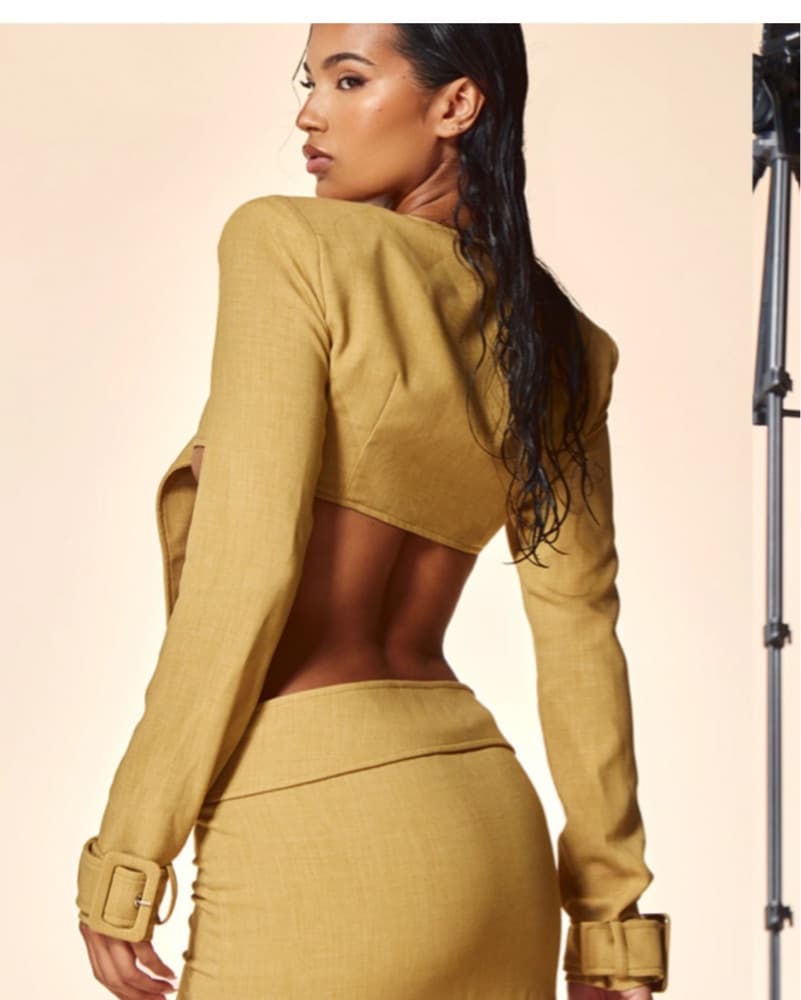 Tan Belted Crop Top - Image 2