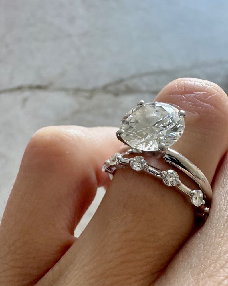 Dainty Diamond Stacked Ring Size 5 - Image 1