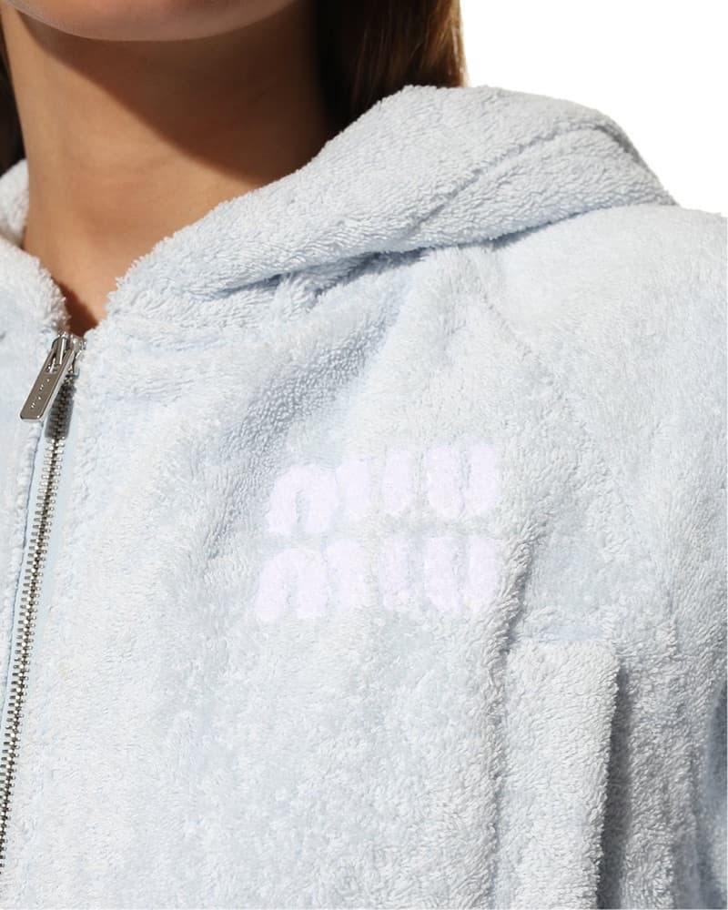 Miu Miu Blue Crop Terry Cloth Sweatshirt - Image 2