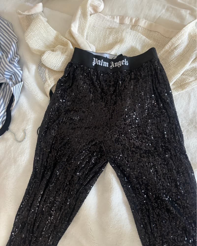 Palm Angels Black Sequin Pants - Image 2