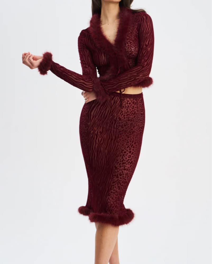 Halia Burgundy Velvet Set - Image 3