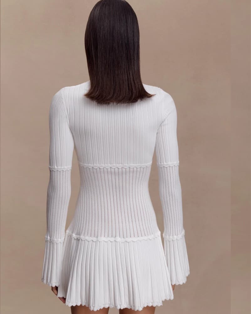 Pointelle Knit Mini Dress - Image 3