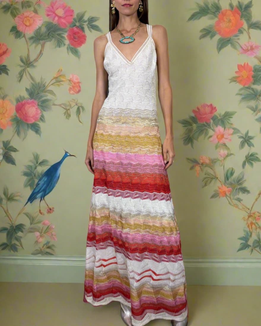 Missoni - White and Pink Stripe Dress - Image 3