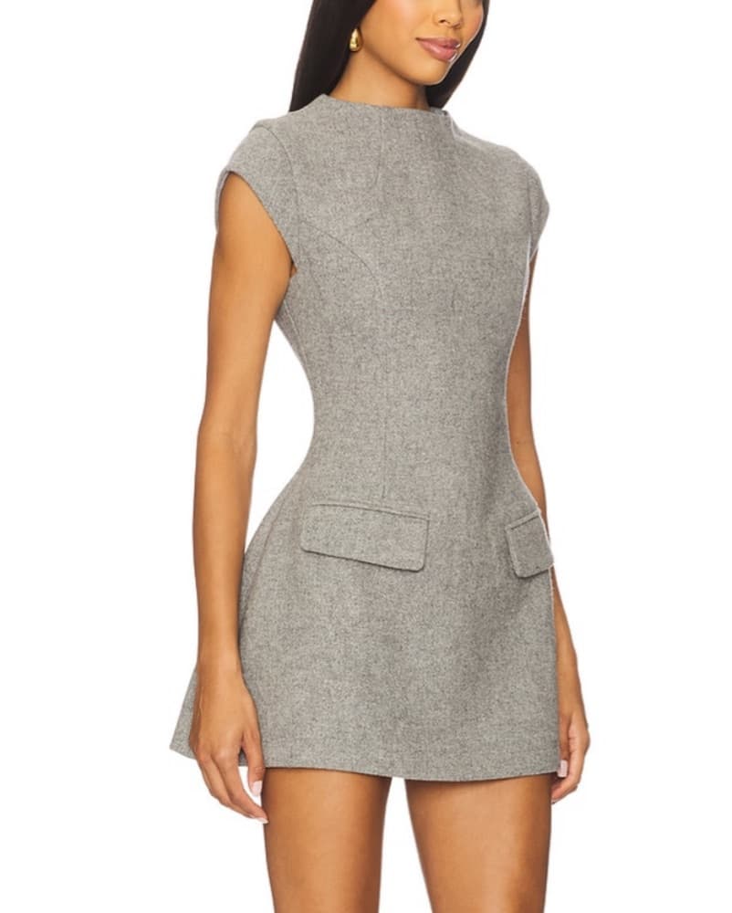Line & Dot Damson Mini Dress in Grey - Image 3