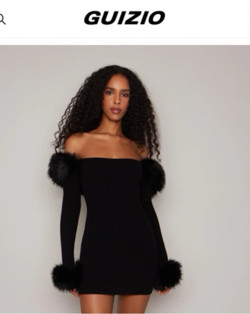 Guizio Faux Fur Off The Shoulder Dress - Image 1